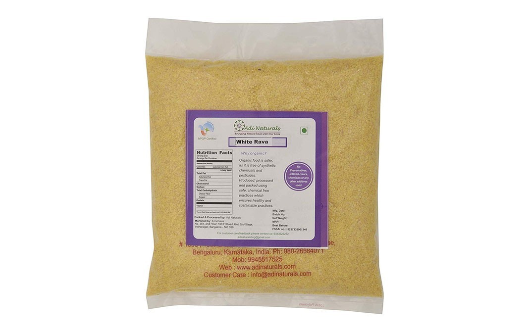 Adi Naturals White Rava    Pack  500 grams
